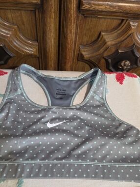 Nike Gray and Mint Polka Dot Sports Bra